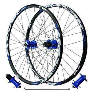 LPYDWZ Roues VTT 26 Pouces 27,5" 29 Pouces, Frein À Disque 4 Roulements Scellés Jante de Roue Avant et Arrière 32H for Cassette 7-11 Vitesses(Blue QR,26 inch) (FAN HOME 0217, neuf)