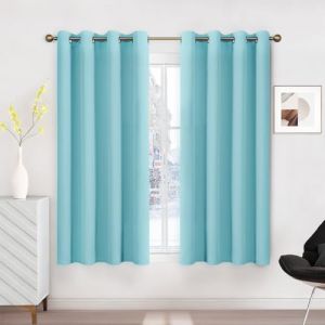 Runy&eacute;la Rideau Occultant Thermique Isolant Anti Froid 120x140 (LxH), Lot de 2 Rideaux Fen&ecirc;tre Opaques Bleu Ciel &agrave; Oeillets Anti Chaleur UV Bruit, Int&eacute;rieurs Decoration Dressing Salon Chambre Maison (Runi-EU, neuf)