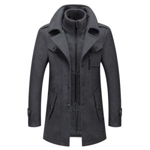 SUIUOI manteau d'hiver en laine pour homme, trench long, veste chaude en cachemire uni, manteau court en (YiWuShiQiTongDianZiShangWuShangHang, neuf)