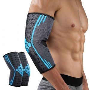 xolear 2 Pi&egrave;ces Coudiere Tendinite, Coudiere Homme et Femme, Compression Respirant Antid&eacute;rapant Tennis Elbow, pour Tennis Elbow et Tendinite, Sport, Musculation, Golf (Lac Bleu, L) (hongfuy, neuf)