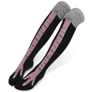 Alaoo Chicken Leg Socks, Chaussettes Amusantes 1 Paire, Chaussette Drole, Costume de Poulet, Patte de Poulet Amusantes, chaudes, Femmes Hautes je Leg Socken pour adultes,Rose Rouge (Alaoo, neuf)