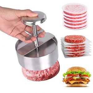 AOOGON 304 Acier Inoxydable Presse à Hamburge, Ajustable Steak Haché Presse à Burger, Antiadhésive Moule Steak Haché pour Fête, Barbecue (QieLife, neuf)
