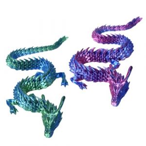 VAEIORP 2 Pcs Dragons 3D imprim&eacute;s, Figurines r&eacute;alistes et articul&eacute;es, D&eacute;coration myst&eacute;rieuse et magique, Jouet de bureau &eacute;ternellement articul&eacute; (30 cm) (d&eacute;grad&eacute; de couleurs magiques) (shenzishumaoyi, neuf)