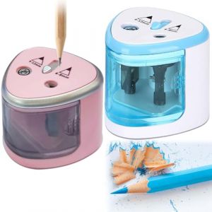 BAIFULAI Taille-Crayon &Eacute;lectrique: 2 Pi&egrave;ces Taille-Crayon &Agrave; Piles Puissant Pour 6-8mm Et 9-12mm, S&ucirc;r Et Pr&eacute;cis, Adapt&eacute; Pour L'&eacute;cole, La Classe Et Le Bureau (Bleu & Rose) (zhouxutao, neuf)