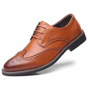 DADAWEN Chaussure Homme Cuir,Chaussure Derbys Homme Ville Habill&eacute;es Formelles Affaires &agrave; Lacets Oxford Brogue pour Costume Mariage Jaune 40 (Shenzhen Ledawen Trading Co.,Ltd, neuf)
