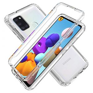 Coque Compatible avec Samsung Galaxy A21s, Cover 2in1 Hybride Double Couche [360&deg;] Full Body Anti-Choc Protecteur [Doux TPU Front] et [Rigide PC Back] Housse pour Samsung Galaxy A21s, [Transparente] (Cheering Store-FR, neuf)