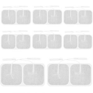 TENS &Eacute;lectrodes Carr&eacute;es, 16 Pi&egrave;ces EMS Pads Auto-adh&eacute;sifs, &Eacute;lectrodes Patchs Adh&eacute;sifs R&eacute;utilisables, TENS Patch pour Electrostimulateur Musculaire avec connexion de 2mm (50X50 mm) (lanyitao, neuf)