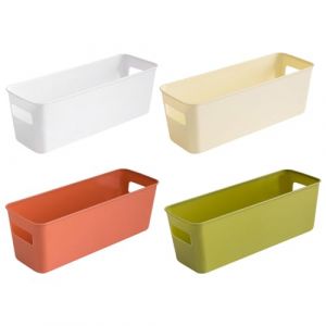 GmeDhc Lot de 4 Boite Rangement Plastique, Panier de Rangement, Bac de Rangement Plastique, Boite Rangement Portable, Pour Cuisine, Salle de Bain, Placard, Bureau, Maquillage (GmeDhc, neuf)