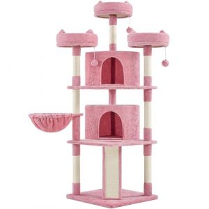 Abician Arbre &agrave; Chat Design Arbre &agrave; Gratter Tour de Jeux avec 2 Grottes Spacieux 3 Plateformes Planche &agrave; Gratter Rose Arbre &agrave; Chat Geant 175 cm avec Griffoir (Abician FR, neuf)