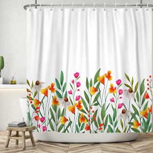 Bovlleetd 152x183cm Fleur Rideau de Douche Plante Floral Rideau de Bain Simple &eacute;l&eacute;gant Salle de Bain d&eacute;coratif Rideau de Baignoire &eacute;tanche Printemps sc&egrave;ne Rideaux de Douche avec Crochet, Zt-yjy01096 (Bettershangmaoyouxiangongsi, neuf)