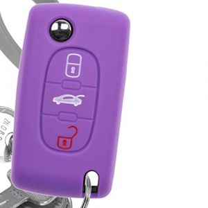 Key Silicon Soft Case Cover Housse de Protection Violet Compatible avec Citroen C5 C2 C3 C4 Picasso Grande Berlingo Peugeot 207 307 407 308 607 (mt-commerce, neuf)