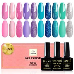 YSUVIN Vernis Semi Permanent Sirènes, 10 Couleurs Bleu Rose Violet Vert Série Ocean D'été Pastel Brillante Pailleté Vernis à Ongles Soak Off UV Manucure Nail Art Kit, Cadeaux Beauté (AnYue Store, neuf)