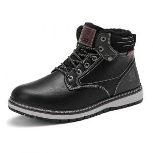 AX BOXING Chaussure Homme Hiver Chaussure Chaud Fourr&eacute;es Bottine Cuir Antid&eacute;rapant Bottes Neige Lacet Chaussure Montante Taille 41-46 EU (Noir, 44 EU) (AX BOXING, neuf)