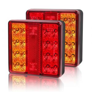 Qiping Feux Arriere Remorque, 12V/24V feux remorque universel, avec 4 fonctions, c&acirc;ble de 30 cm, E-Mark E57, &eacute;tanche IP67, feu remorque led pour Camping-Car Camion Poids Lourd Tracteur (Qiping EU, neuf)