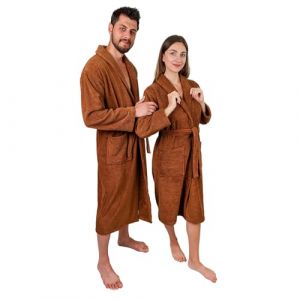 EURO DECO Peignoir de Bain Unisexe pour Femme et Homme avec Serviette de Tête 50x90 cm - S, M, L, XL - Sortie de Bain Absorbante en Éponge Douce, Col Châle - 100% Coton 450g/m² OEKO-TEX® (Euro Deco, neuf)