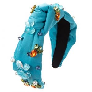 Watreketal Serre Tete,Bandeau noué pour femme avec strass et perles - Bandeau large avec tête de mort - Bandeau pour se laver le visage (Xuanlang Trading, neuf)