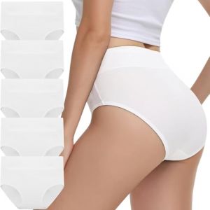 IceReco Culotte Femme Coton Taille Haute Culotte sans Couture Femme Ventre Plat Lot de 5 sous-Vêtements Confort Décontracté Slip Culotte Gainante Blanc M (chunxingmaoyi., neuf)