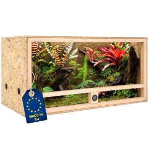 ITA Terrarium Bois 100x50x50 cm avec Ventilation latérale & hygromètre intégré - Terrarium en Bois OSB-3 - pour Reptiles, Serpents, Amphibiens - Produit UE, certifié FSC (ITA HOME AND GARDEN, neuf)