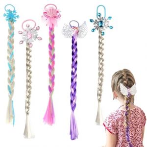 Dulynva 5 Pièces Tresse Cheveux Princesse Perruque Enfant Raiponce Princesse Perruque Fille Extensions de Cheveux Elastiques à Cheveux Colorés Postiche Tresse pour Cosplay Princesse Accessoires (MARIOS PLOUTARCHOU, neuf)