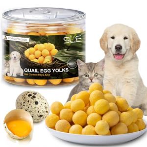 Friandises lyophilisées Jaune d'œuf de caille pour Chat et Chien, Jaune d'œuf de caille Snacks Chaton, Catisfactions Friandises pour Chat Chien et Dressage (SLE-Fr, neuf)