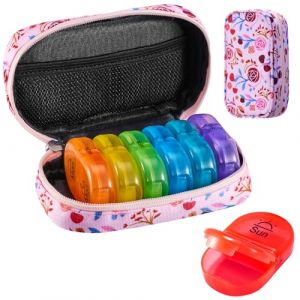 Serfeymi Pilulier Semainier Matin Et Soir Semainier Medicament Pilulier Journalier 7 Jours avec Portable Fermeture Éclair Toile Étui à Pilules Voyage pour Vitamines, Huiles De Poisson - Rose 01 (Serfeymi, neuf)