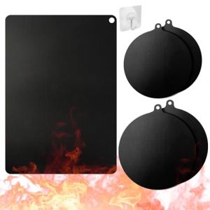 Protection Plaque Induction, 5 Pièces Protege Plaque Induction avec Crochet Autocollant, Couvre Plaque de Cuisson Induction Réutilisable, Tapis Cache Plaque Induction Anti-Rayures (Noir) (STOREZAGARI, neuf)