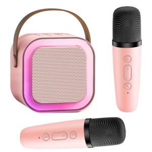 Machine de karaoké pour Enfants, Mini Micro Karaoke, Jouets de karaoké pour Enfants et Adultes avec 2 Microphones, Machine de karaoké Portable lumière LED (Rose) (KUN-VEGY Trade 2000 Kft, neuf)