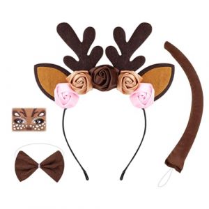 Serre-T&ecirc;te Avec Bois De Cerf - Accessoire De T&ecirc;te Mignon D'&Eacute;lan,Serre-T&ecirc;te &Agrave; Bois De Cerf No&euml;l Et Queue - Pour Adultes, Femmes, Filles, Festivit&eacute;s D'Hiver, Halloween, F&ecirc;tes De Vacances (anbing, neuf)