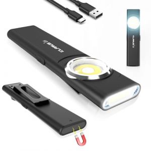 klarus Lampe de travail COB rechargeable USB C, mini lampe de poche plate EDC de 600 lumens avec base magnétique et clip à boucle-Convient pour l'entretien, le camping,la randonnée, les urgences (Klarus® EU Store, neuf)