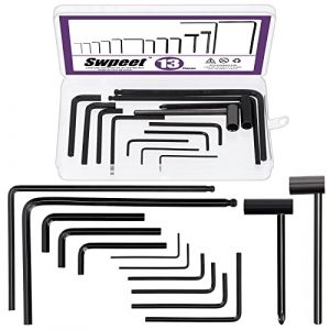 Swpeet Ensemble de 13 cl&eacute;s Allen pour guitare, comprenant 9 cl&eacute;s Allen, cl&eacute;s hexagonales pour tige de vibrato de 7 mm et 8 mm et cl&eacute;s pour tige de vibrato &agrave; embout rond de 4 mm et 5 mm, convient pour (swpeet, neuf)