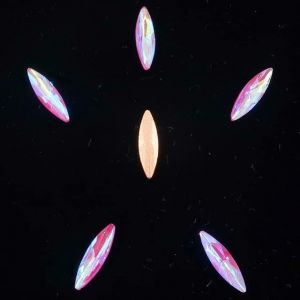 Cristal de verre 4 * 15mm forme mince arc-en-ciel gelée bonbon point arrière colle sur perles de strass applique bricolage coupe-A36 Incarnadine AB,4x15mm 50pcs (xiekedihaowu, neuf)