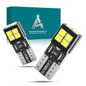 AURORIONCG Ampoules LED W5W 12V Blanc T10 501 Ampoule Veilleuse Voiture Plaque d'Immatriculation 210LM 6500K (Paquet de 2) (CGTech, neuf)