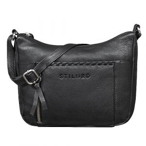 STILORD 'Nia' Femme Sac &agrave; Bandouli&egrave;re Petit Cuir Sacs &agrave; Main Femmes Vintage Sacoche &Eacute;l&eacute;gant Besace Handbag Women en Cuir Authentique, Couleur:noir (STILORD Cuir, neuf)