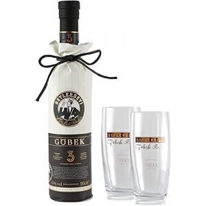 Beylerbeyi - Lot de 1 Bouteille de Göbek Raki de 100cl + 2 Verres à Raki | Eau de Vie Turque Aromatisée à l'Anis - 100% Raisins Frais - Sans Sucres Ajoutés (BEYIM, neuf)