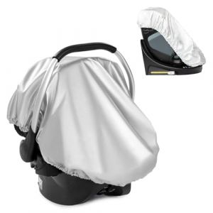 Zamboo Housse Siege Auto Bebe pour l'Été, Protection Cosy Universelle, Effet Rafraissant, Anti-Surchauffe, Anti-Thermique - Pour Groupe 0 1 2 3 - Fixation Rapide par Elastique - Argenté (babyartikel-de, neuf)