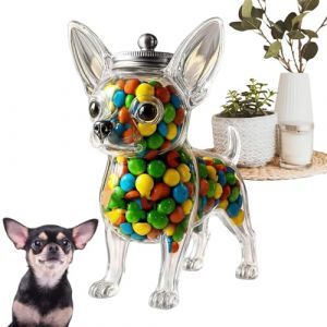 Bocal &Agrave; Bonbons Chihuahua, Bocal De Conservation Pour Aliments En Forme De Chien Avec Couvercle, R&eacute;cipient De Conservation Pour Friandises Pour Animaux, R&eacute;cipient De Pr&eacute;sentation R&eacute;utilisable (SXRXHF, neuf)