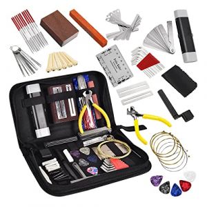 Comphic Kit de 72 accessoires de rechange pour guitare - Outils de réparation et d'entretien - Règle d'action des cordes - Chevilles de chevalet de guitare - Avec sac de transport (taiyuanhuojuechengshangmaoyouxiangongsi, neuf)