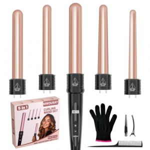 Fer à Boucler 5 en 1 Chauffage Rapide Boucleur à Cheveux Céramique Fer à Friser avec LCD Écran Interchangeable 9-32 mm Barils Température Réglable 80 °C à 230 °C avec Gant (Vargavnd Kft., neuf)