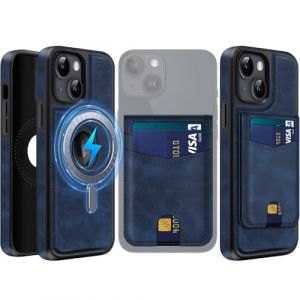 MOBESV 2 in 1 Coque en Cuir pour iPhone 15 Plus avec Portefeuille Support, &Eacute;tui Magn&eacute;tique Compatible avec MagSafe, Housse avec Porte Cartes &Eacute;l&eacute;gant (Bleu Royal) (NineFox, neuf)