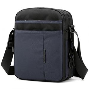SPAHER Sacoche Homme Sac a Main Homme Sacs D'épaule Sac Bandouliere Hommes en Nylon Sacoche Besace Messenger Bag Sac D'affaires Crossbody Sac de Voyage Travail et Scolaire, Bleu, 22 x 8 x 26 cm, (Darmoo, neuf)