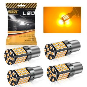 Sidaqi 1156 BAU15S PY21W LED Jaune Canbus sans erreur ultra lumineuse 4000lm 57SMD PY21W ampoule clignotant voiture LED avant et arrière Plug and Play 12-24V (pack de 4) (Caiwanbing, neuf)
