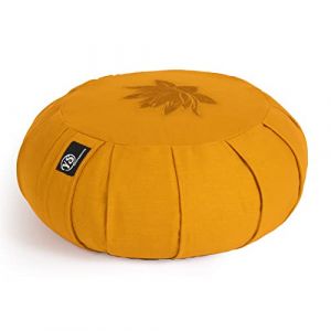 Yoga Studio Zafu Coussin de méditation rond plissé - Motif feuille de lotus, Mixte, YS/Zafu/Med/Cush/Yellow/Lot, jaune, Normal (Yoga Studio Store, neuf)