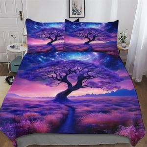 Arbre de Vie du Monde Sets Housse De Couette avec Taies d'oreiller, 3D Imprim&eacute; Microfibre Literie 3 Pi&egrave;ces Parure De Lit Linge De Lit avec Fermeture &Eacute;clair King (220x240cm) (ZZ-KK, neuf)