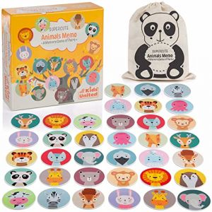 Jeu de mémoire de Jeu de Cartes Memo² - avec de Jolies Paires d'animaux ; Jeu de Jouets éducatifs pour Enfants à partir de 2 Ans en Bois (Bois de Luxe - 36 Cartes) (Goods & Gadgets GmbH, neuf)