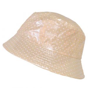 TOUTACOO, Chapeau de Pluie, Bob de Pluie Vinyle Imperméable (07-Beige à Pois) (TOUTACOO, neuf)