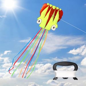 XIMEY Cerfs-Volants, Cerf Volant Pieuvre, Grand Cerf Volant Enfant, Cerf Volant Animaux, 550 x 72 cm, Cerf Volant Monofil, Cerf Volant Facile, cerf-Volant Souple (Fluorescence Rouge) (WANSH, neuf)