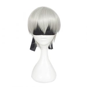 LINLINCD -Wig Anime Cosplay Anime Perruque NieR Automata Cosplay Yorha 9S Perruque courte droite Costume Halloween Perruque pour Halloween (qiu lai shan mao hang, neuf)