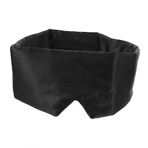 Beaupretty cache-oeil en satin noir patch yeux bandeau yeux sleeping mask cache yeux Cache-yeux noir oeil endormi Ajustable couverture de protection des yeux visière endormie polyester Black (lorianca, neuf)