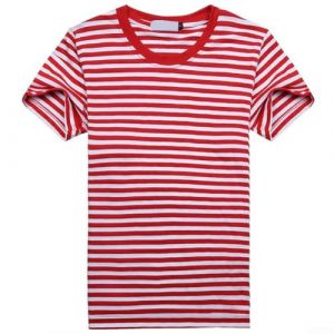T-shirt à manches courtes pour homme rayé bleu marine et blanc, haut de sport à col rond (2XL rouge) (homegard, neuf)