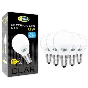 CLAR - Ampoule E14, Ampoule LED E14, Ampoule E14 LED, E14 LED, Ampoule Petit Culot à Vis, Ampoule Basse Consommation, Lampe LED E14, Ampoules LED E14, Ampoule LED Petit Culot à Vis, 8W (Pack 5) (CLAR ILUMINACIÓN, neuf)